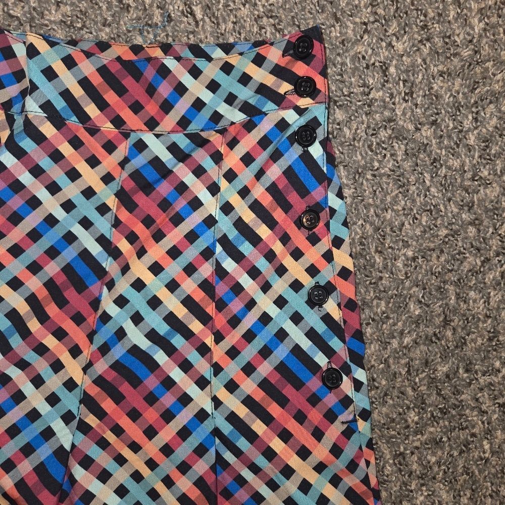 Unique Vintage Retro Multi-Color Geometric High-Waist Shorts - Mod 60s Style XL - Picture 3 of 7